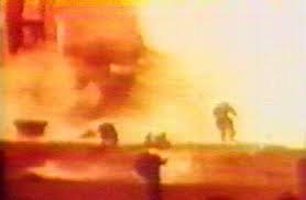 Those who survived the initial explosion tried desperately to escape while the air around the fire was so hot it melted asphalt and burnt clothing while toxic vapor poisoned those who did not burn (Credits: USSR).